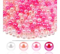 TOAOB 500pcs Perles de Plastique Perles de Nacrées Rondes Thème Rose Imitation Bead de Spaceur 6mm pour DIY Artisanat Colliers Bracelets Boucles D'oreilles Fabrication de Bijoux