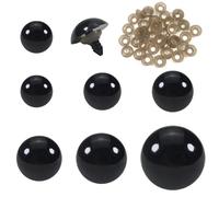 TOAOB 50pcs Yeux de Poupée de Sécurité en Plastique Rond Noir 16mm à 30mm avec Rondelles pour Artisanat Bijoux DIY Fabrication de Crochets Marionnettes Amigurumis d'animaux en Peluche