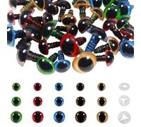 TOAOB 50pcs Yeux de Sécurité Amigurumis 10mm 12mm 15mm Yeux de Poupée en Peluche en Plastique Rond 15 Couleurs avec Rondelles pour Marionnette DIY Artisanat Bijoux