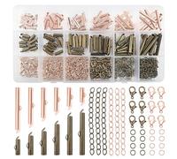 TOAOB 540pcs Fermoir Coulissant Plaqué pour Bracelet en Métal Embouts de Curseur Tube D'extrémité à Sertir 6 Tailles avec Bronze et Or Rose pour Fabrication de Bijoux Boucles D'oreilles Collier