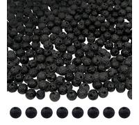 TOAOB 580pcs 4mm Noir Pierre de Lave Naturelle Perles Rondes de Chakra pour La Fabrication de Bijoux Accessoires Loisirs Créatifs Breloques