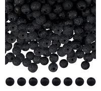 TOAOB 580pcs 8mm Noir Pierre de Lave Naturelle Perles Rondes de Chakra pour La Fabrication de Bijoux Accessoires Loisirs Créatifs Breloques