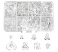 TOAOB 600 Pièces Fermoire Boucle D'oreilles Silicone 8 Styles Plastique en Transparent Sécurisé Hypoallergénique Fermoirs Bouchons Taille Mixte pour Bricolage Fabrication de Bijoux Accessoires