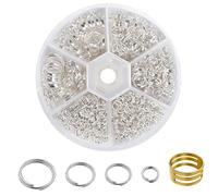 TOAOB 600pcs Anneau Double Jonction en Metal Anneau Ouvert Jump Ring Connecteur de Bijoux Chaine Links Argent 6mm 8mm 10mm 12mm avec Boite de Rangement pour Fabrication de Bijoux
