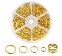 TOAOB 600pcs Anneau Double Jonction en Metal Anneau Ouvert Jump Ring Connecteur de Bijoux Chaine Links Or 6mm 8mm 10mm 12mm avec Boite de Rangement pour Fabrication de Bijoux