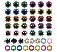 TOAOB 60pcs Yeux de Sécurité 16mm Ronds en Plastique Yeux de Poupée Coloré Assorties en Paillettes Nontissés avec Rondelles pour DIY Fabriquer Artisanat Marionnettes Animales en Peluche Tricotées