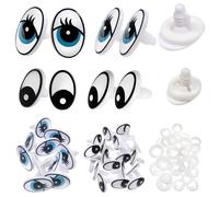 TOAOB 60pcs Yeux de Sécurité de Poupée en Plastique Ovale Noir et Bleu 13x19mm 17x25mm et 60pcs Rondelles pour Artisanat DIY Fabrication de Marionnettes Animaux en Peluche Amigurumis