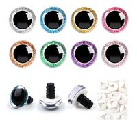 TOAOB 64 Sets Yeux de Sécurité Amigurumis en Plastique de Poupée en Paillettes Nontissés 8 Couleurs 14mm Artisanat Crochet Yeux Ronds avec Rondelles pour Marionnettes Animaux en Peluche
