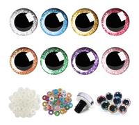TOAOB 64 Sets Yeux de Sécurité Amigurumis en Plastique de Poupée en Paillettes Nontissés 8 Couleurs 20mm Artisanat Crochet Yeux Ronds avec Rondelles pour Marionnettes Animaux en Peluche