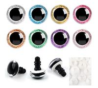 TOAOB 64 Sets Yeux de Sécurité Amigurumis en Plastique de Poupée en Paillettes Nontissés 8 Couleurs 12mm Artisanat Crochet Yeux Ronds avec Rondelles pour Marionnettes Animaux en Peluche
