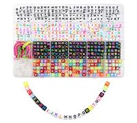 TOAOB 800pcs Alphabet Lettre Perles en Acrylique Kit Cube 6mm Mélange Couleur Pour À La Main DIY Fabrication de Bijoux Bracelets Colliers Loisirs Créatifs