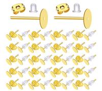 TOAOB 800pcs Boucles d'Oreilles en Alliage Poteaux Plat Pad 6mm et D'or Dos Fermoirs en Forme de Papillon Apprêt avec Fermoirs de Boucles D'oreilles pour Accessoires de Bijoux Fabrication