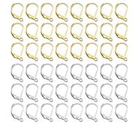 TOAOB 80pcs Français Hameçon Dormeuses Crochets Boucles d'oreilles Fil Fermoirs à Levier Plaqué Argent Doré 10 x 15mm Acier Inoxydable pour Fabrication de Bijoux Accessoire