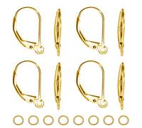 TOAOB 8pcs Français Dormeuses d'oreille Crochets Boucle d'oreilles en Argent Sterling 925 Hypoallergéniques 16 x 9mm Or avec 10pcs Anneau Ouvert pour Fabrication de Bijoux Bricolage Accessoire