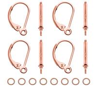 TOAOB 8pcs Français Dormeuses d'oreille Crochets Boucle d'oreilles en Argent Sterling 925 Hypoallergéniques 16 x 9mm Or Rose avec 10pcs Anneau Ouvert pour Fabrication de Bijoux Bricolage Accessoire