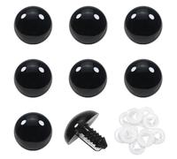 TOAOB 8pcs Yeux de Sécurité Amigurumis 24mm Yeux de Poupée en Peluche en Plastique Rond Noir avec Rondelles pour Marionnette Animaux au Crochet Poupées DIY Artisanat Bijoux