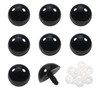 TOAOB 8pcs Yeux de Sécurité Amigurumis 30mm Yeux de Poupée en Peluche en Plastique Rond Noir avec Rondelles pour Marionnette Animaux au Crochet Poupées DIY Artisanat Bijoux