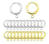 TOAOB Crochets de Boucles d'Oreilles à Levier 30pcs 18K Plaqué Or et Argent Fermoir à Levier Boucles d'Oreilles 15x11.7mm Attache Boucle d'Oreille pour Fabrication de Bijoux DIY