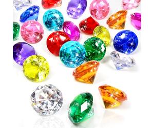 TOAOB Diamant en Acrylique 40pcs Diamants Decoration Artificiels Cristal 30mm Coloré Pierres Précieuse pour Les Chasses au Trésor Pirates et Table Vase Décoration de La Maison