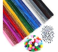 TOAOB Fil Chenilles 500pcs Cure Pipes Chenille Colorés Loisir Creatif Kit 6mm x 300mm avec Yeux Mobiles et Pompons pour Décoration Cheveux et Travaux Manuels d’Artisanat Bricolage