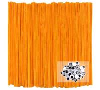 TOAOB Fils Chenille 200pcs Tiges de Cure Pipes Fil Chenilles Jaune Doré Pâle Kit de Loisir Creatif 6mm x 300mm avec Yeux Mobiles Autocollants pour Bouquets de Fleur Décoration Travaux Manuels