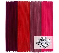 TOAOB Fils Chenille 300pcs Tiges de Cure Pipes Fil Chenilles Rouge Thème Kit de Loisir Creatif 6mm x 300mm avec Yeux Mobiles Autocollants pour Bouquets de Fleur Décoration Travaux Manuels