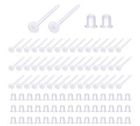 TOAOB Lot de 100 paires de boucles d'oreilles en plastique transparent de 4 mm pour oreilles sensibles - Boucles d'oreilles invisibles avec fermoirs en silicone transparent pour la fabrication de