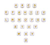 Toaob Lot de 110 perles carrées en silicone avec lettres de l'alphabet de A à Z pour fabrication de bijoux, bracelets, colliers, porte-clés, 12 mm