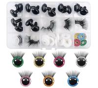 TOAOB Lot de 14 yeux de sécurité en plastique à paillettes de 20 mm avec cils et rondelles pour Amigurumis 7 couleurs au crochet pour loisirs créatifs marionnettes, ours en peluche, animaux en
