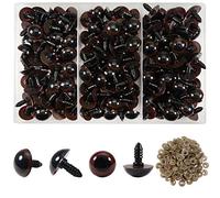 TOAOB Lot de 150 yeux de sécurité pour Amigurumis 16 mm yeux yeux yeux marron avec rondelles pour poupées animales au crochet marionnettes