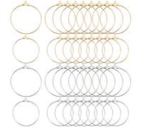 TOAOB Lot de 40 Boucles d'Oreilles Rondes en Métal 40mm 30mm Argent Or pour La Fabrication de Bijoux de Boucle d'Oreille