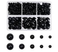 TOAOB Lot de 500 yeux ronds en plastique noir pour poupée - 4 mm, 5 mm, 6 mm, 8 mm, 10 mm - Pour animaux en peluche, amigurumis, crochet et ours
