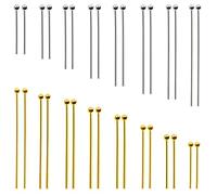 TOAOB Lot de 800 Clous à Tête de Boule en Laiton 8 Tailles Broches Droites Rondes 18 mm 20 mm 25 mm 30 mm 35 mm 40 mm 45 mm 50 mm pour Bricolage Colliers Boucles D'oreilles Bijoux Or et Argent Ton