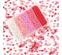 TOAOB Perles pour Bracelet 1500pcs Perles de Rocaille en Verre Rose de 3mm Petites Bead en Ronde 50g pour Bricolage Bracelets Collier Fabrication de Bijoux
