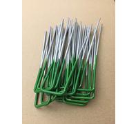 TOAOT Lot de 20 piquets en métal galvanisé à moitié verts pour gazon artificiel (20)