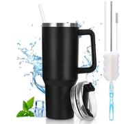 Toaren 1200ml Mug Isotherme avec Paille et Poignée, Gobelet Isotherme avec Paille, Tasse Isolée à Vide en Acier Inoxydable, Double Isolée Tasse de Voyage Isotherme, Verres à Boire Réutilisables