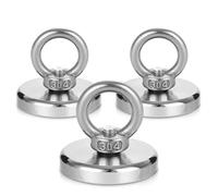 Toaren 3 Pieces Aimant de Pêche Super Puissant,Diamètre 42mm Aimant Neodyme 50kg Force Aimant en Néodyme Super Fort Aimant au Néodyme Super Puissant Idéal pour Pêche Magnétique Récupération de Rivière