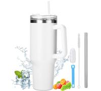 Toaren 40OZ Tasse de Voiture Paille 1200ml Mug Isotherme avec Poignée Tasse Isotherme en Acier Inoxydable avec Poignée et Paille, Mug Isotherme Gobelet de Voyage pour Boissons Chaudes et Froides