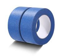 Toaren 50mm x 50m Ruban de Masquage,2 Rouleaux Ruban de Masquage de Peinture Bleu Ruban De Masquage De Peinture,Résistant Aux UV,pour Intérieur et Extérieur pour Plusieurs Surfaces Peinture Décoration