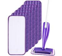 Toaren 6 Packs Lingettes Reutilisable 30x14cm Mop Pads Microfibres Viol | Tampons Vadrouille Microfibre Mop Remplacement Tampon Vadrouille réutilisable pour frotter sols secs/humides