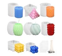 Toaren 8PCS Moules à Bougies en Silicone,Moule 3D Cube Boule Silicone,Moule en Forme de Cubes 3D,Moule pour Bougie à Bulles en SiliconeMoule en résine de silicone pour Bougies Parfumées,Savons,Fete