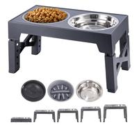Toaren Gamelle Chien Surelevee, Gamelles Chiens Surelevées Réglables Porte Gamelle Chien, 5 Hauteurs RéGlables, avec Bols en Acier Inoxydable et Gamelle Anti-Glouton, pour Moyenne Grand Chien