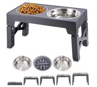 Toaren Gamelle Surélevée pour Chien - Pliable avec Bols en Acier Inoxydable, Anti-Glouton, 5 Hauteurs Réglables pour Chiens Moyens et Grands
