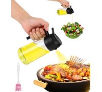 Toaren Pluvérisateur d'Huile 2 en 1,Spray Huile Cuisine,Glass Olive Oil Dispenser,Vaporisateur d'huile et Vinaigre,470ml Flacons d'huile en Spray avec Brosse à Huile pour Cuisson,Barbecue,Salade(Noir