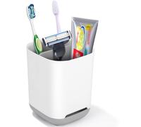 Toaren Porte-brosses à Dents,Amovible en Plastique,Organiseur de Brosse,Support pour Brosse à Dents Electrique avec Trou de Vidange,Antidérapant,Stand Dentifrice,pour Famille,Enfants,Blanc Gris