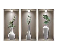 TOARTI 3 Pièces Blanc Stickers Muraux Vase Autocollant Mural Vase 3d Sticker Muraux 3d Plante Autocollant pour Amovibles pour Salon Cuisine Chambre Maison