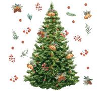 TOARTI Stickers Muraux Noël pour Fenêtre Grand Sapin de Noël Autocollant Mural Fenetre Arbre de Noël Flocon de Neige Fleurs de Noël Décoration Murale Noël Porte Fenêtre Vitrine Vitre