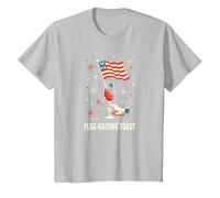 Toast élevant des Drapeaux T-Shirt, Enfant, Argent, 10 Ans