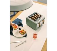 CREATE Grille-pain TOAST RETRO – 4 fentes tranches larges 1500W, 6 niveaux, ramasse-miettes – Sauge