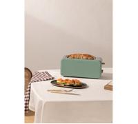 CREATE/TOAST RETRO XL/Grille-pain Verde Sauge / 6 niveaux de puissance, tiroir ramasse-miettes, thermostat, décongélation, réchauffage, 2 fentes pour tranches larges, 1500W